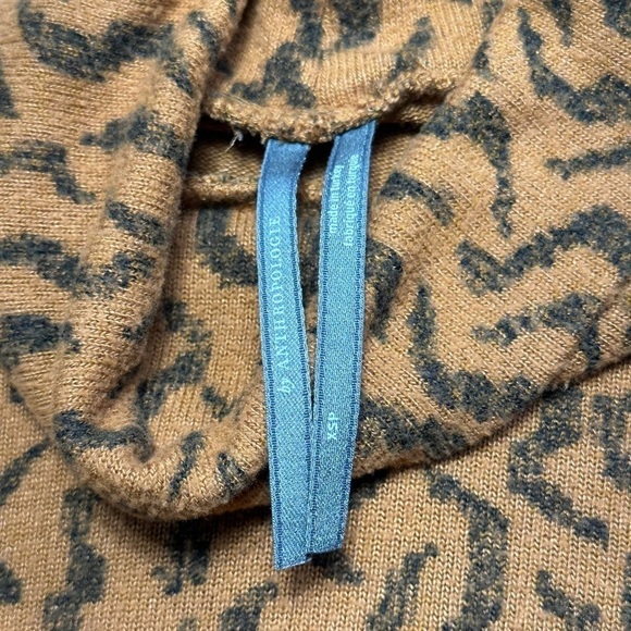 Anthropologie Puff Sleeve Abstract Animal Print Turtleneck Long Sleeve Top US XS - Picture 4 of 11